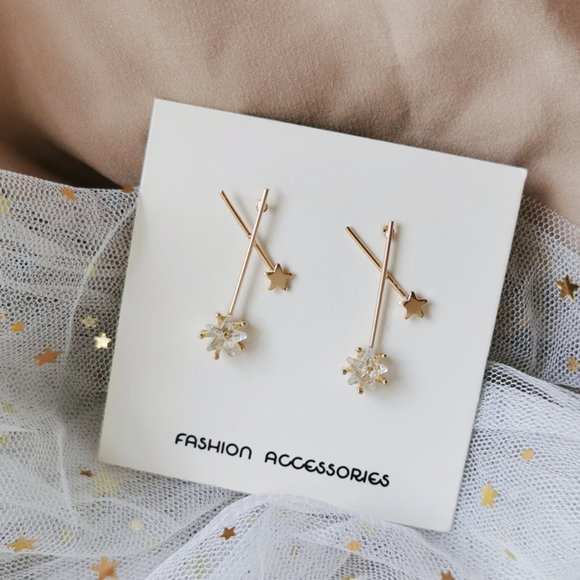 💙Sterling Silver Post Glass Cross Earrings - Picture 10 of 12